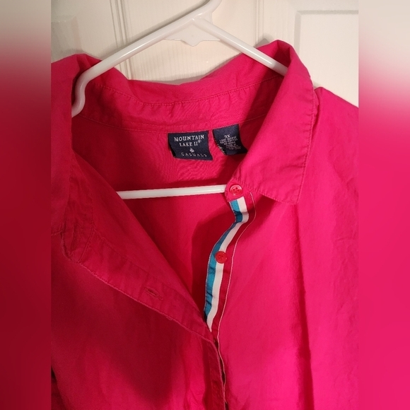 Mountain Lake Womens Button Up Pink 3X Long Sleeved Blouse - Picture 7 of 9